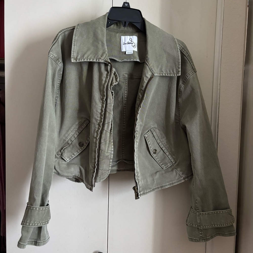 Women’s Sam Edelman Green cropped military jacket size medium